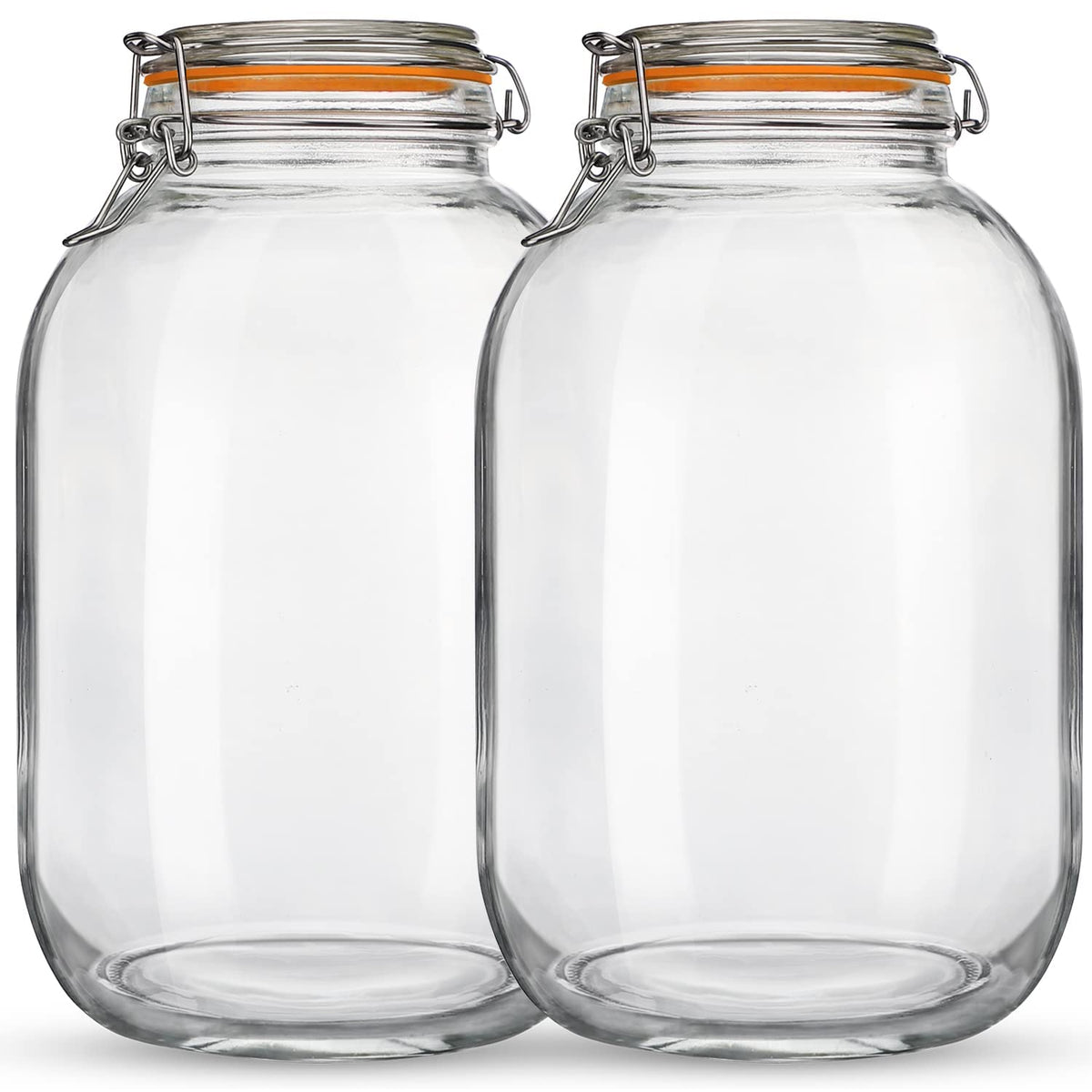 Qianfenie front view of two jars showing airtight lids and clear glass storage benefit