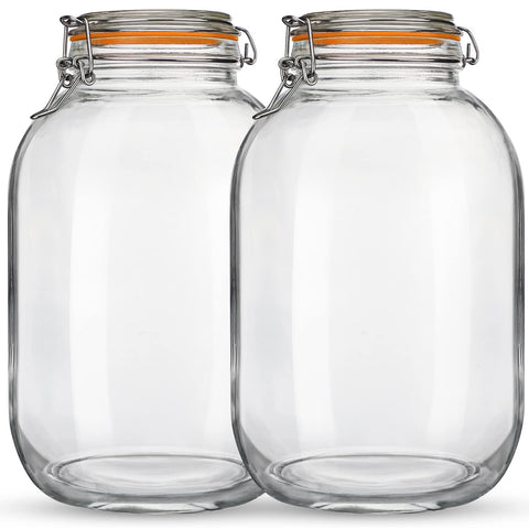 Qianfenie front view of two jars showing airtight lids and clear glass storage benefit