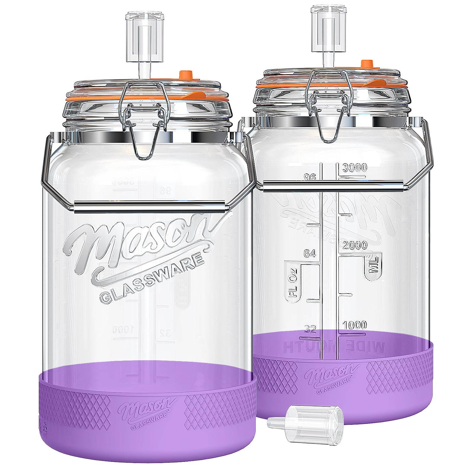 Qianfenie front view of two glass fermentation jars showing kit completeness and storage convenience