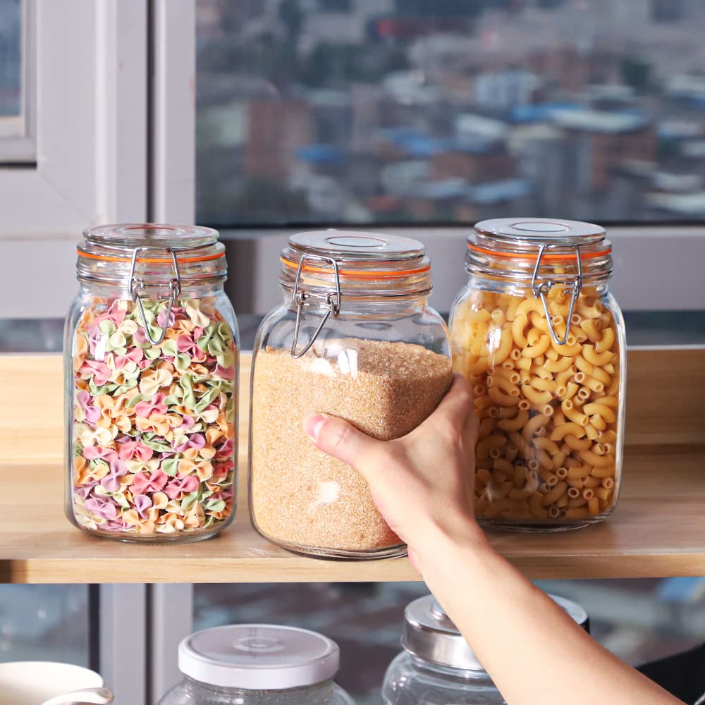 Qianfenie jars styled on a kitchen shelf improving countertop organization