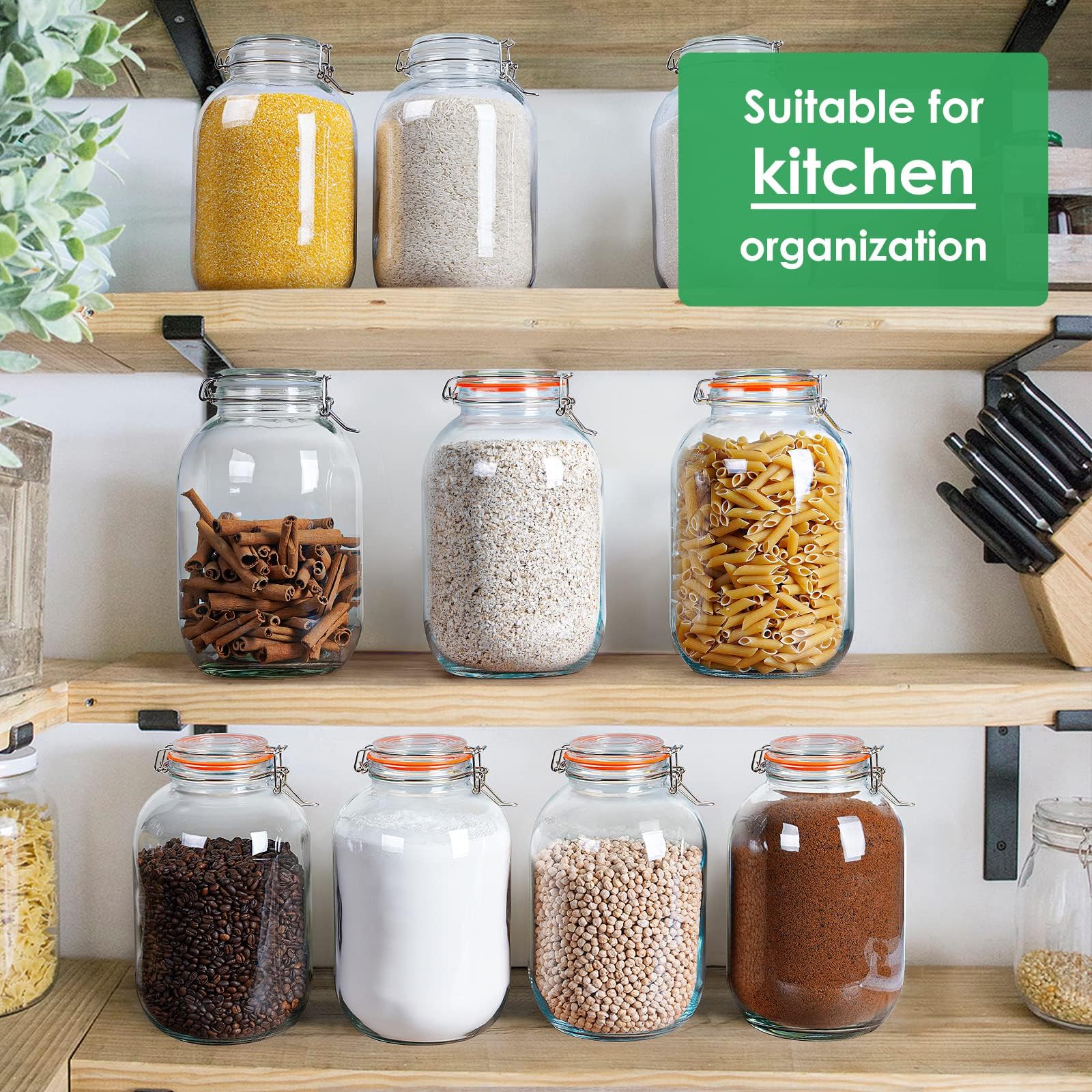 Qianfenie jars on pantry shelf showcasing organization and stylish storage benefit