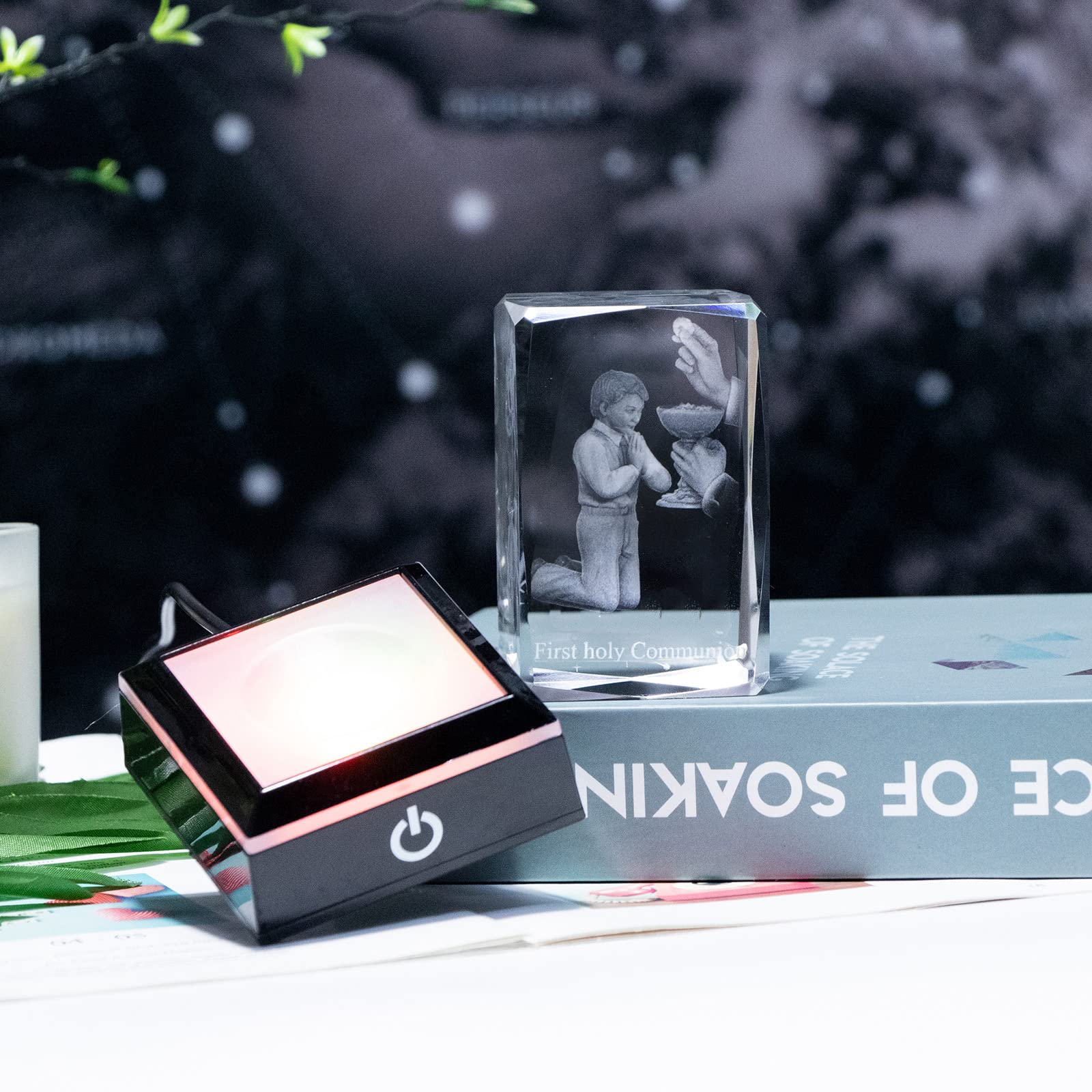 Qianwei crystal held in hand showing compact size and portability