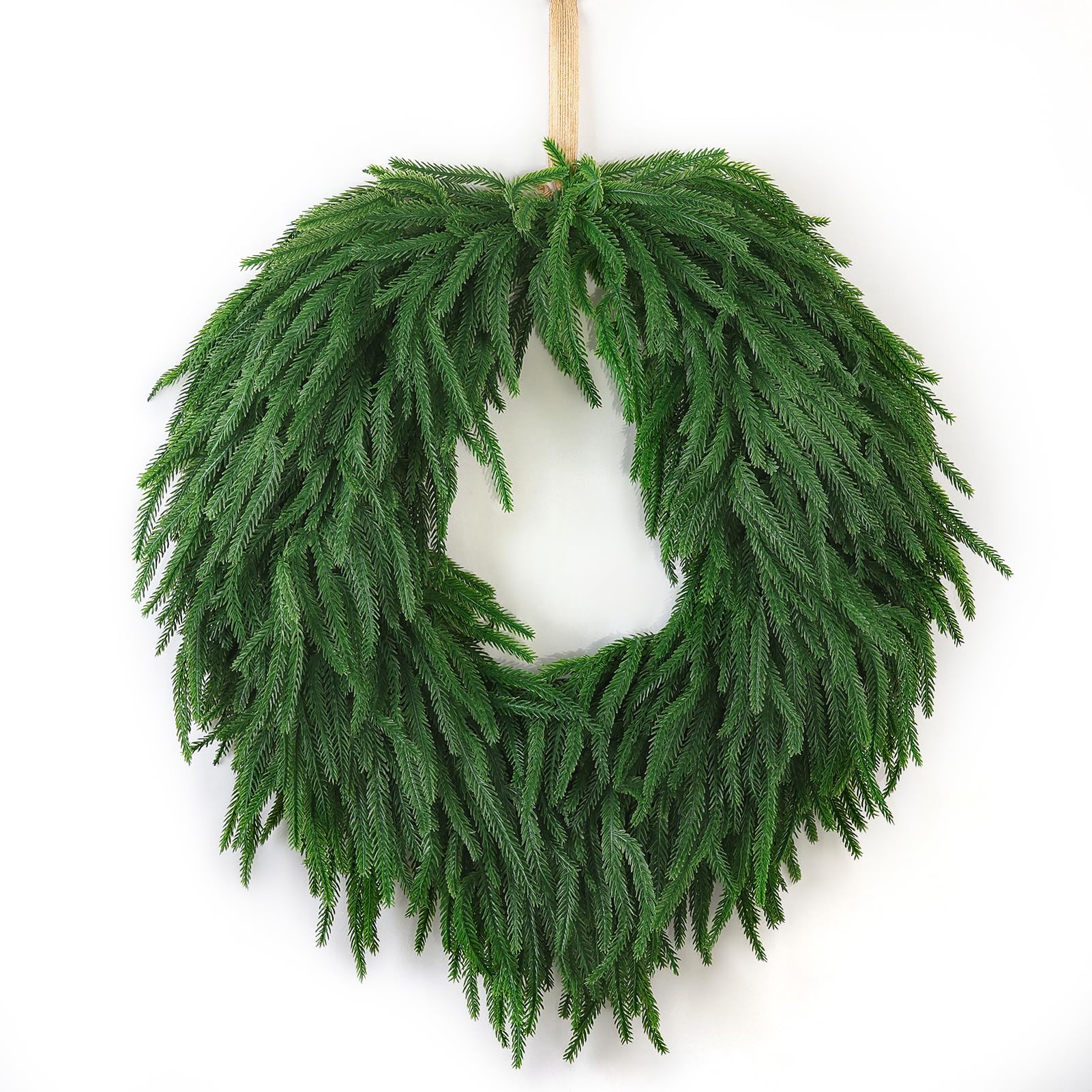 QIANYUN wreath on front door showing full, welcoming greenery