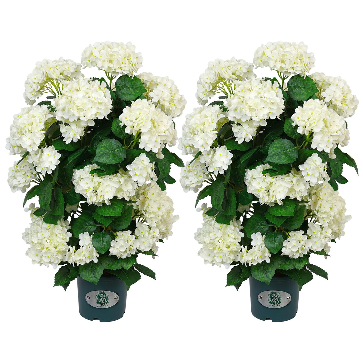 QIANYUN hydrangea tree front view showing white blooms and balanced silhouette for decor