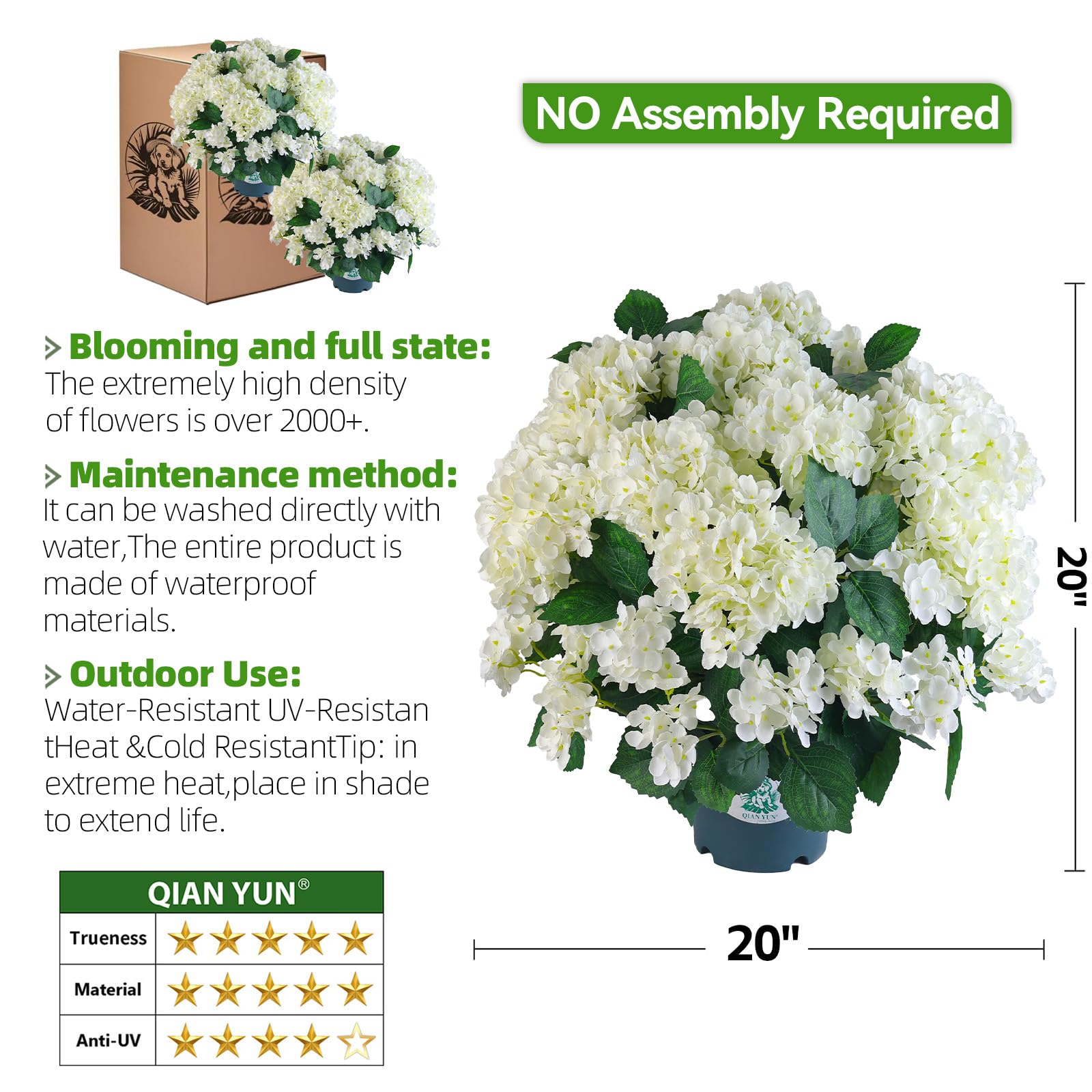 QIANYUN hydrangea on a porch enhancing curb appeal and low-maintenance convenience