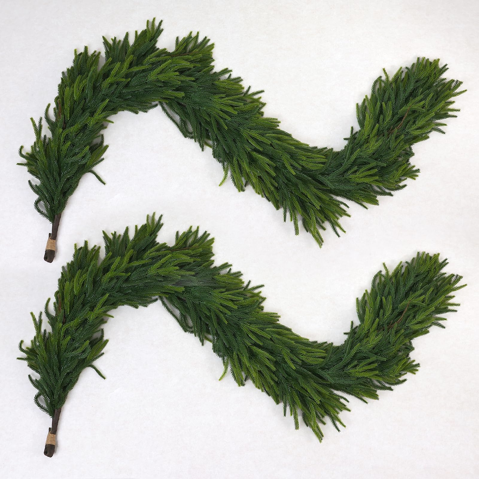 QIANYUN garland front view showing full dense pine coverage and instant curb appeal