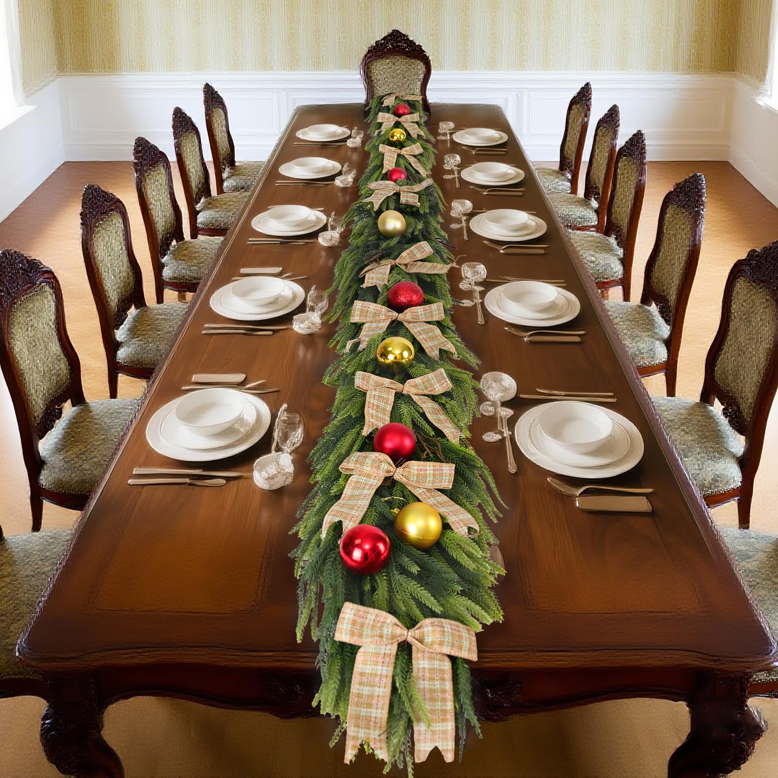 QIANYUN packaged garland displayed to show true 6FT size and contents