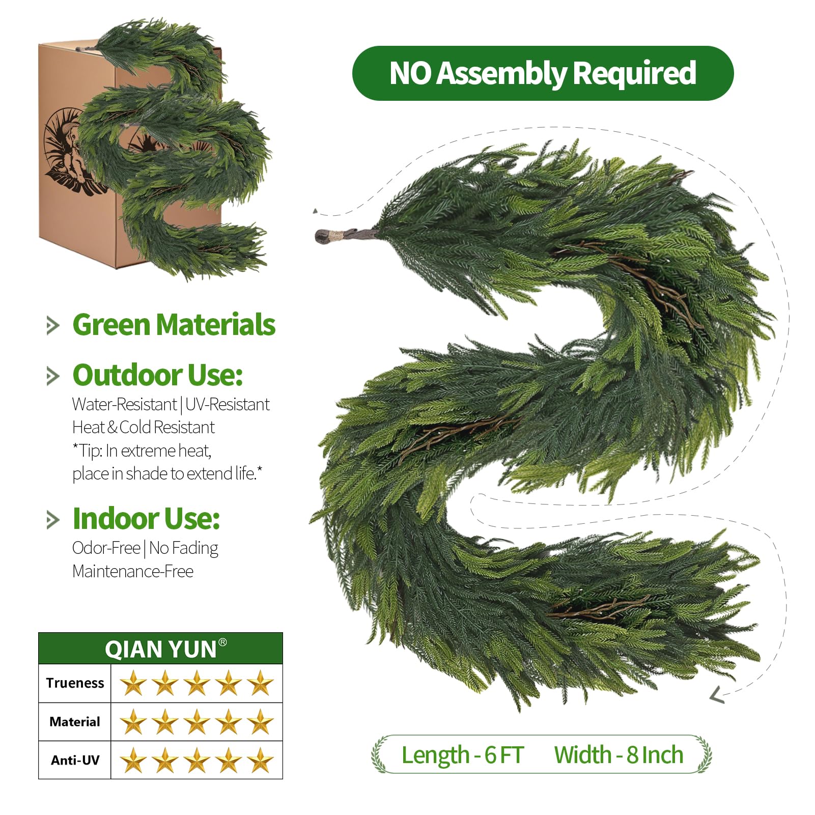 QIANYUN garland scale with hand showing 6ft length and easy handling