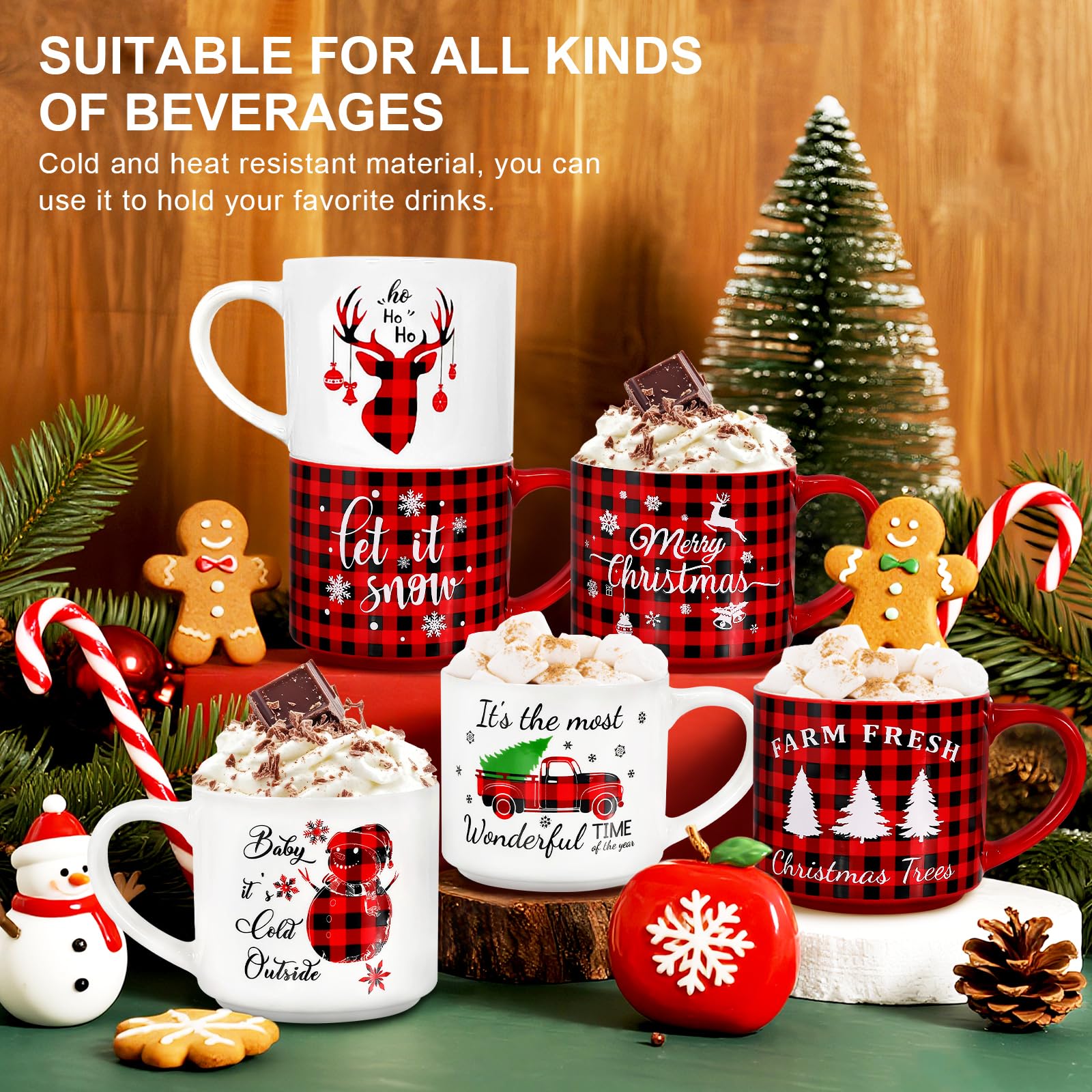 QIKSION mug filled with hot cocoa showing large 16oz capacity benefit