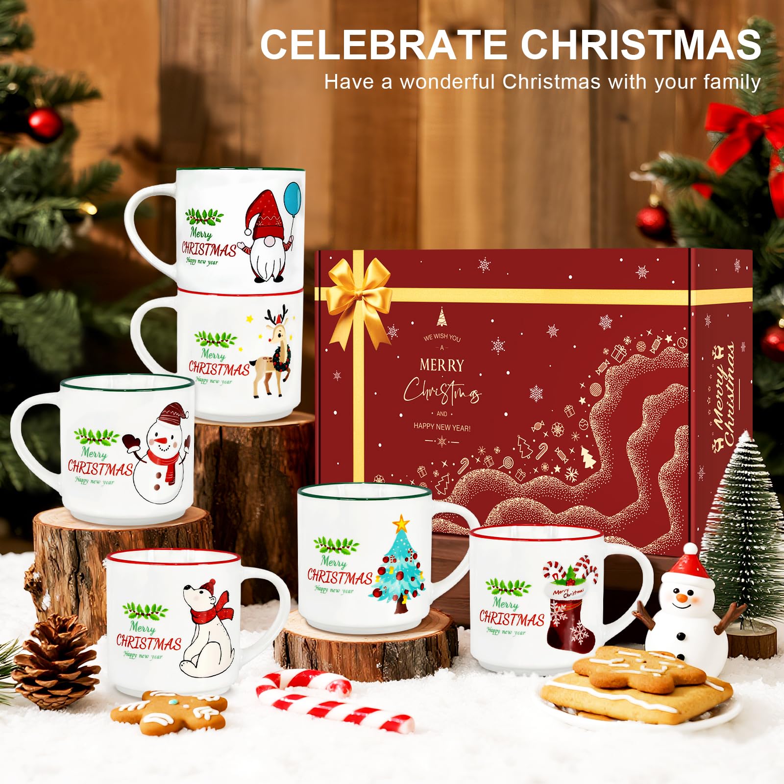 QIKSION mugs arranged on holiday table, perfect for seasonal entertaining