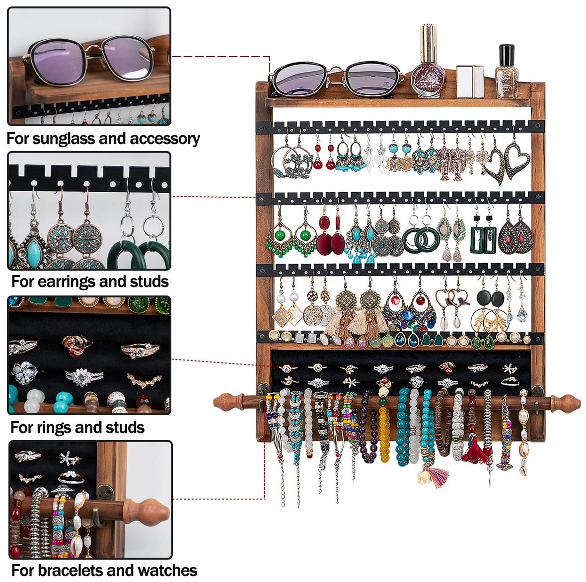 QILICHZ detailed view of mounted hooks and slots for secure storage