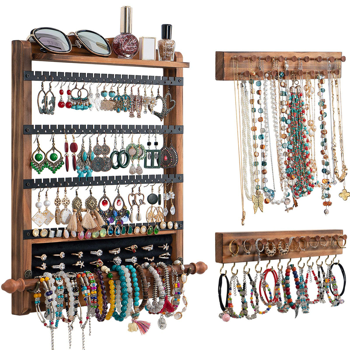 QILICHZ front view of assembled jewelry organizer showing neat display