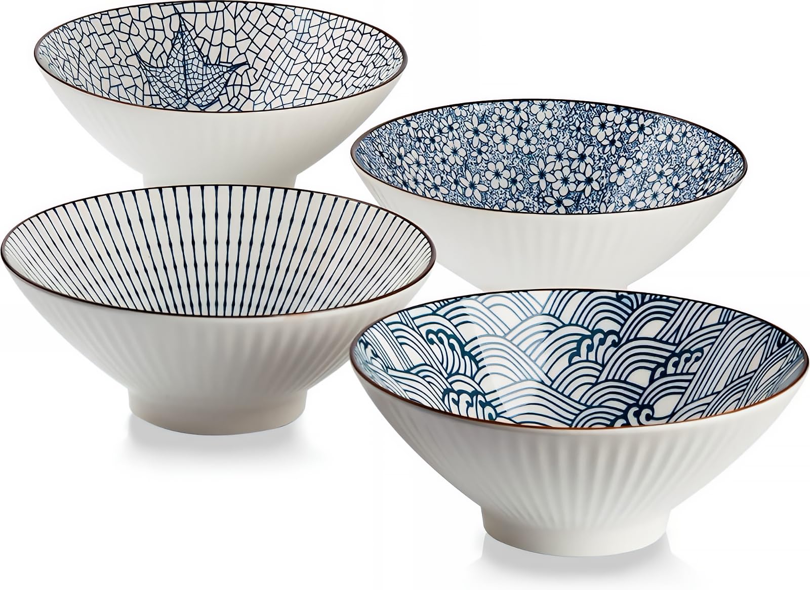 QINLANG front view of four bowls showing design and capacity benefit