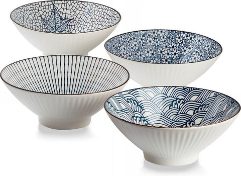 QINLANG front view of four bowls showing design and capacity benefit