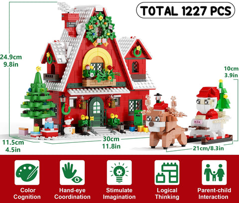 Qinline assembled tree and cottage displayed as holiday centerpiece