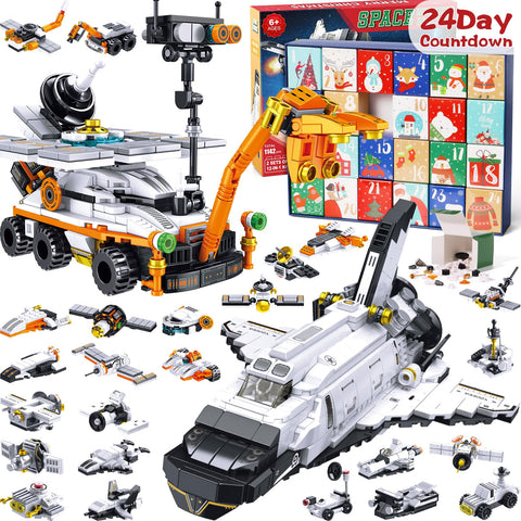 Qinline front packaging showing 24-day advent calendar and space art benefit holiday excitement