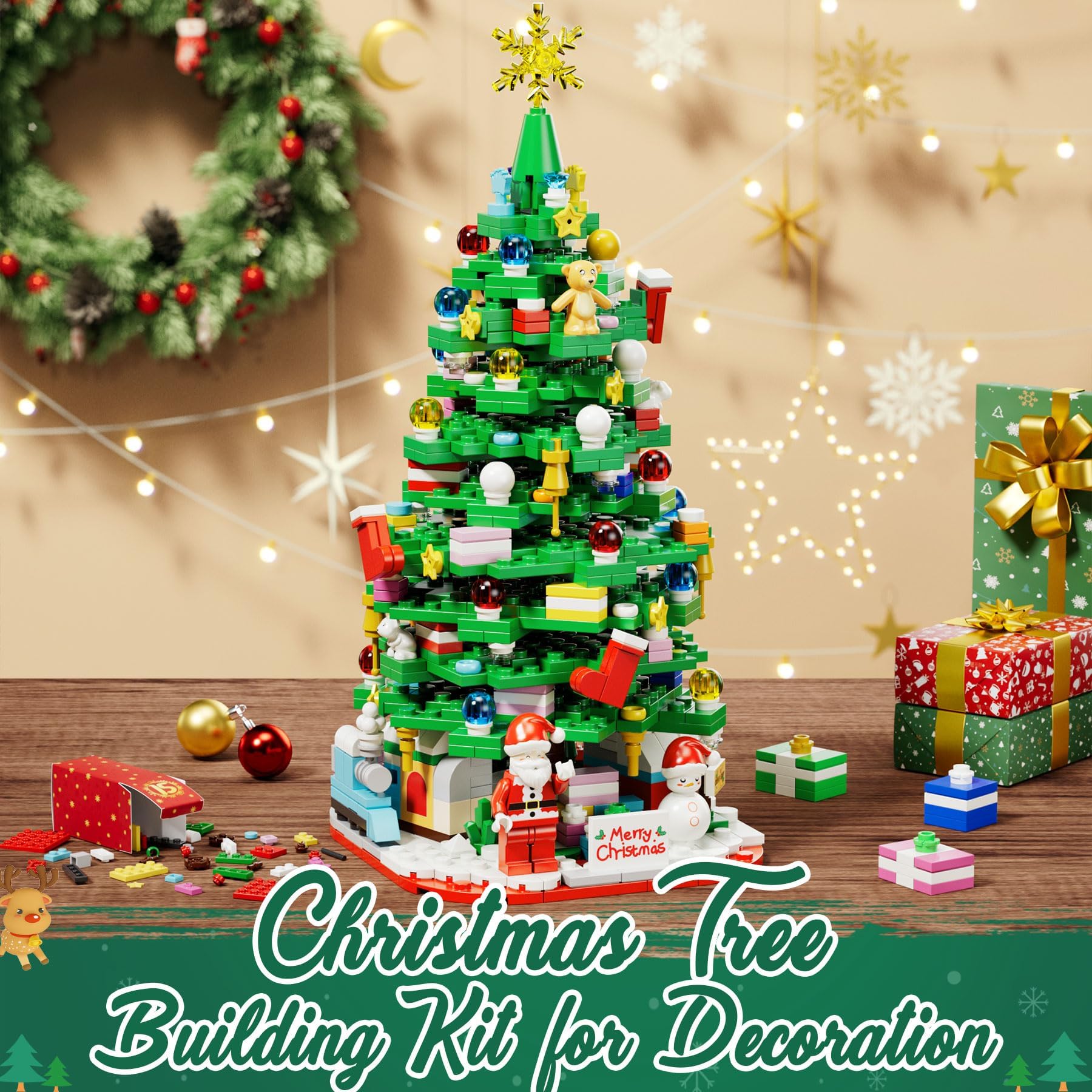 Qinline mini-figures with snowmen and Santa adding festive character