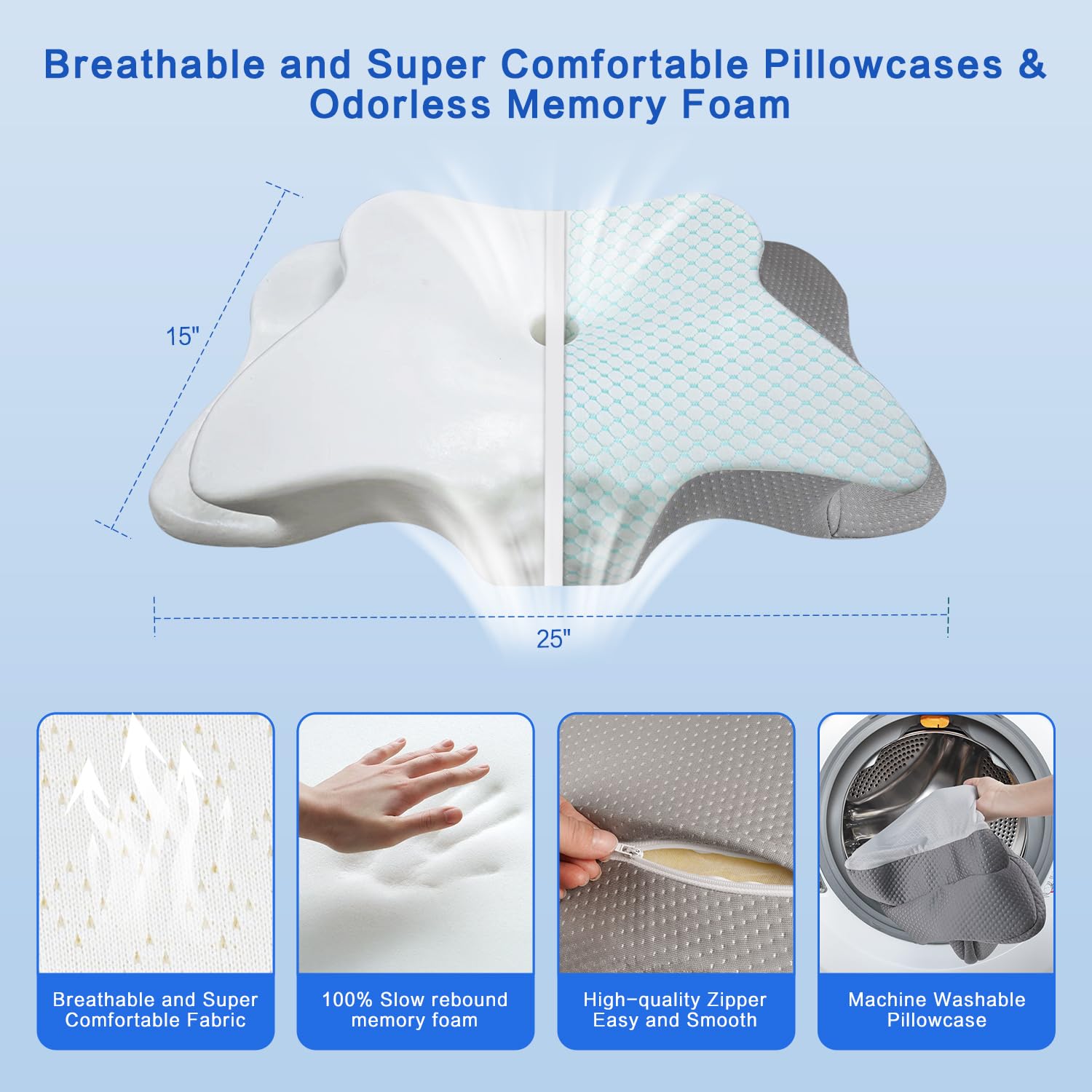 QIUBABYO pillow supporting a back sleeper for neutral spine benefit