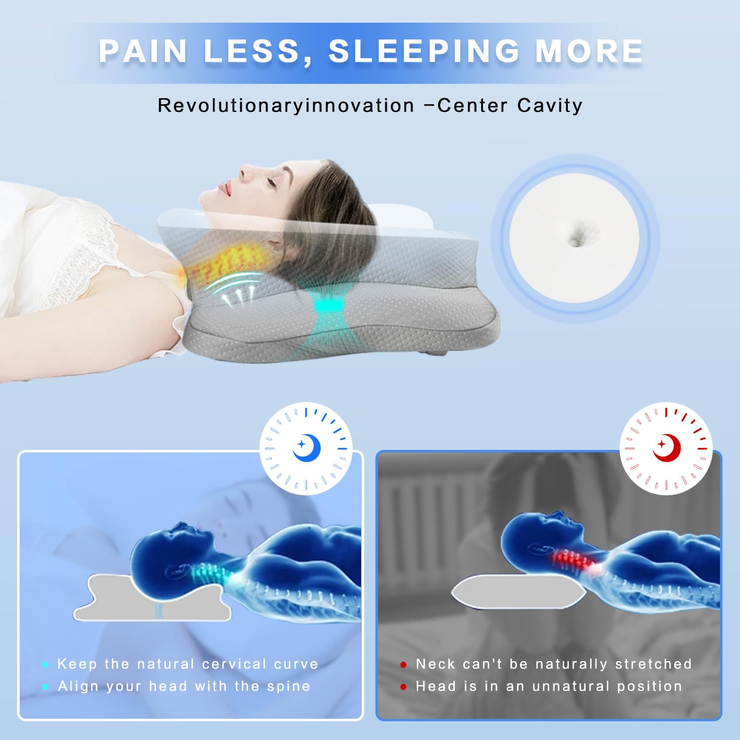 QIUBABYO removable foam inserts displayed for adjustable height and personalized loft