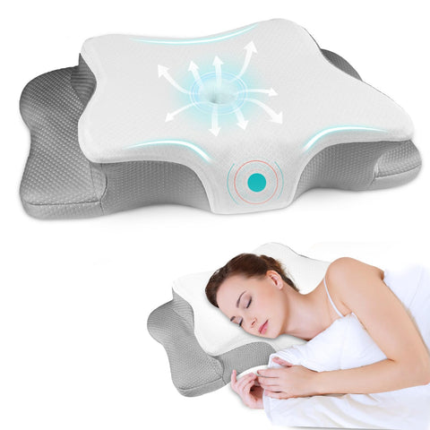 QIUBABYO front view of packaged cervical pillow showing design and branding benefits