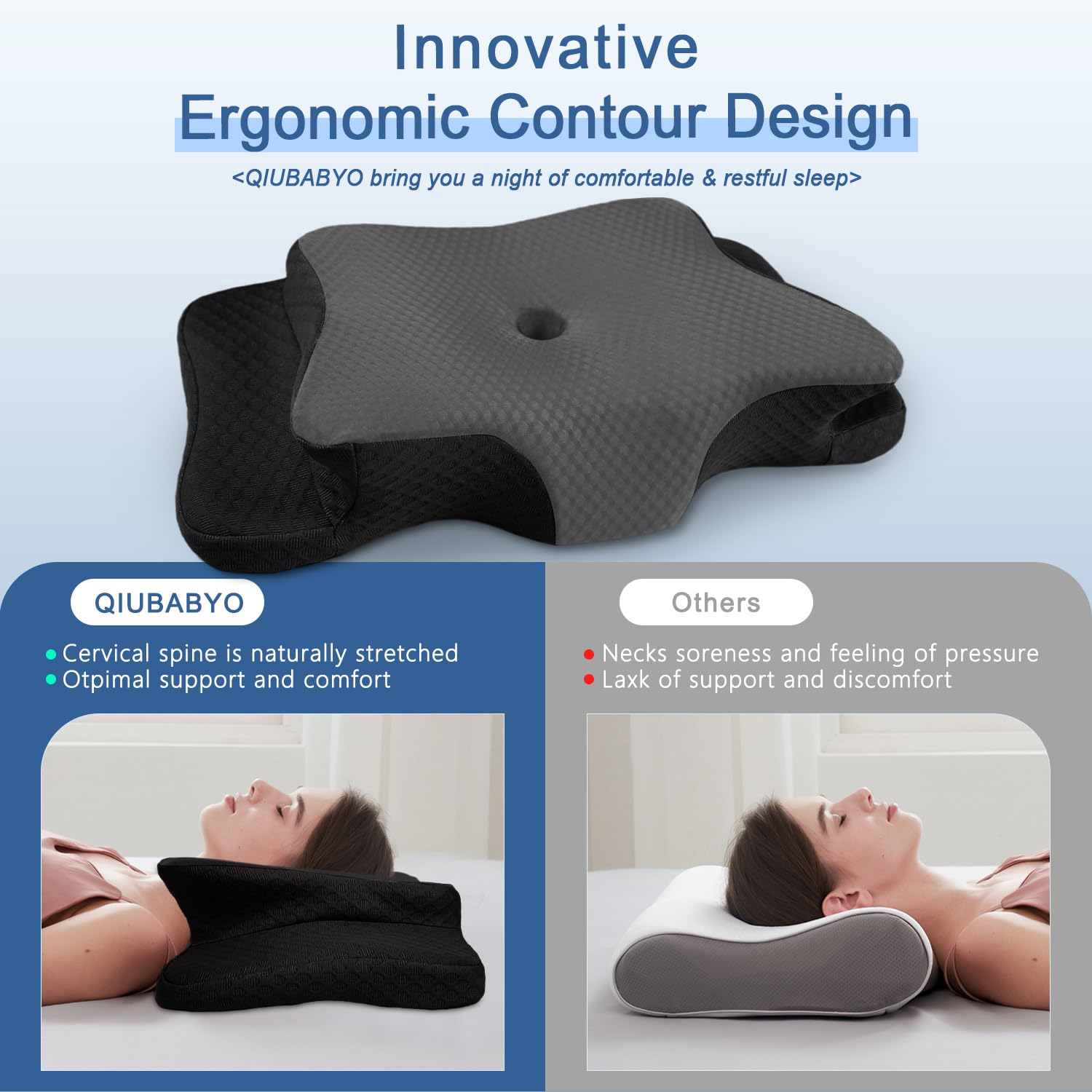 QIUBABYO memory-foam texture detail showing durable slow-rebound benefit