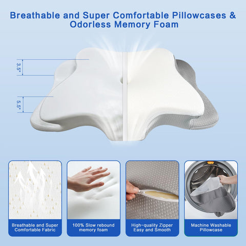 QIUBABYO pillow next to hand showing scale and easy handling advantage