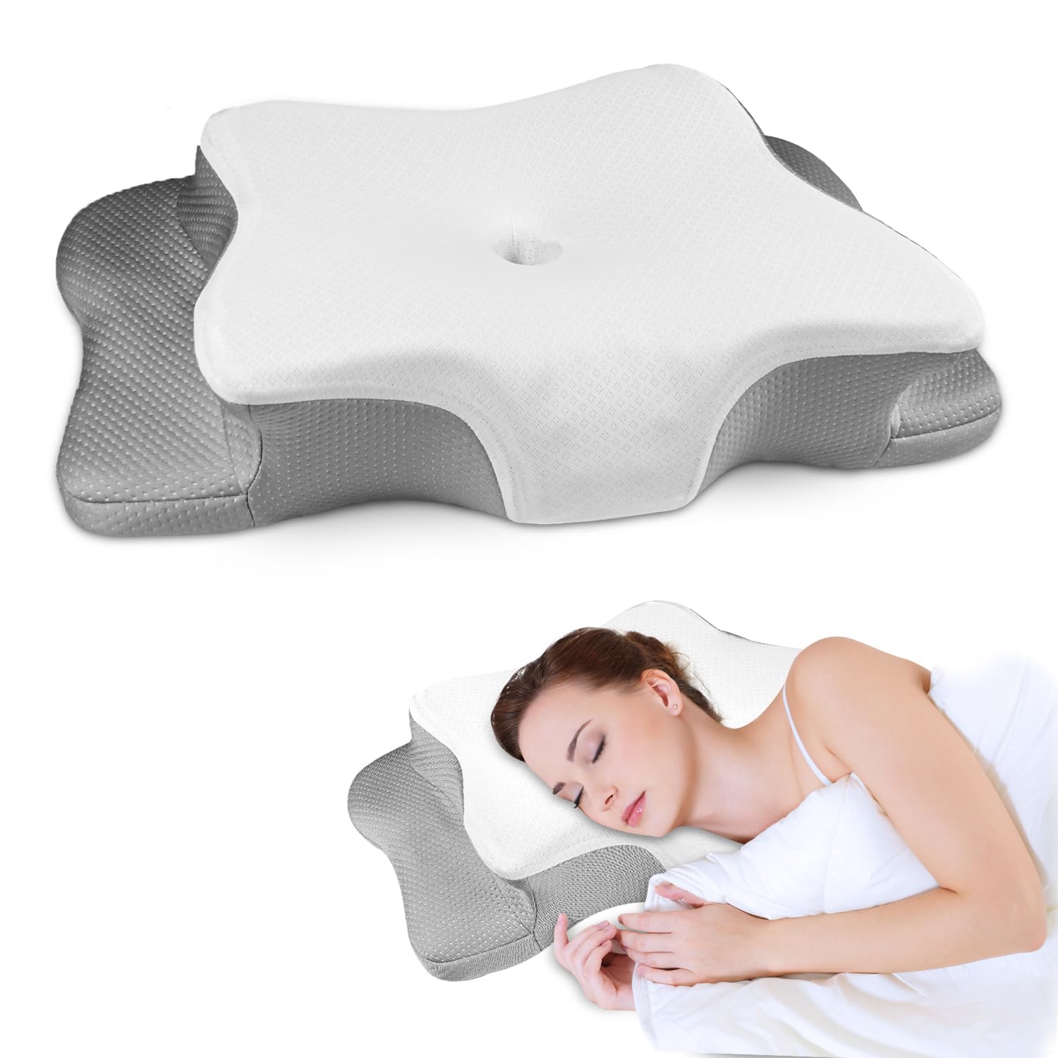 QIUBABYO zippered washable cover open to show easy cleaning benefit