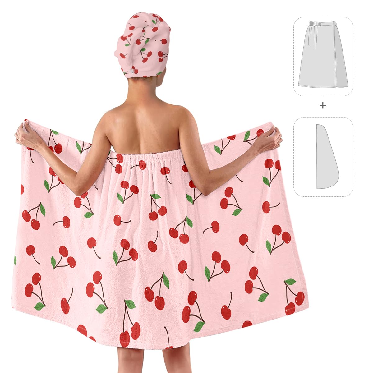 QIULIBMH cherry turban close texture highlighting soft fast-dry microfiber