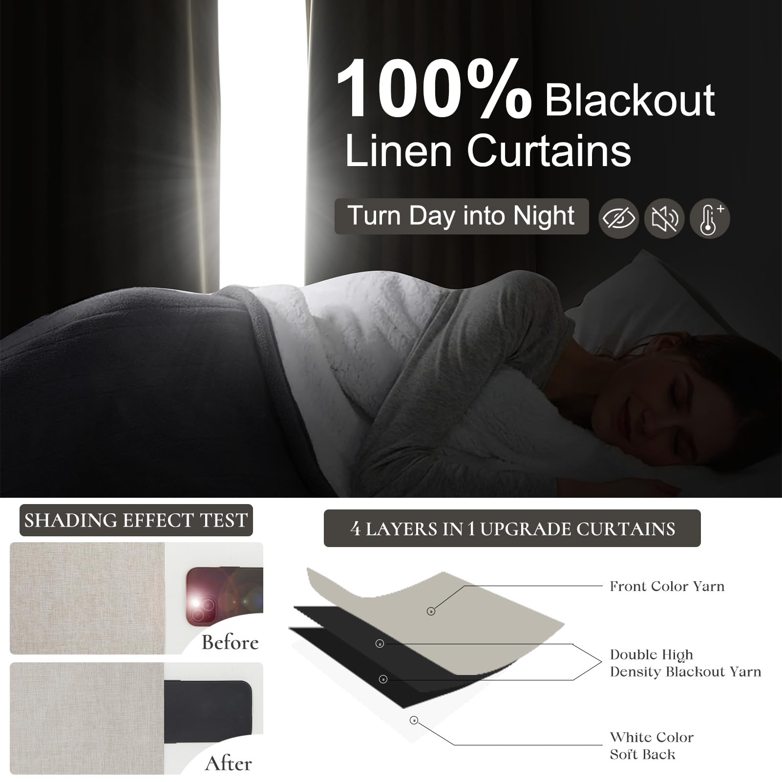 QJmydeco view of white blackout backing offering total darkness