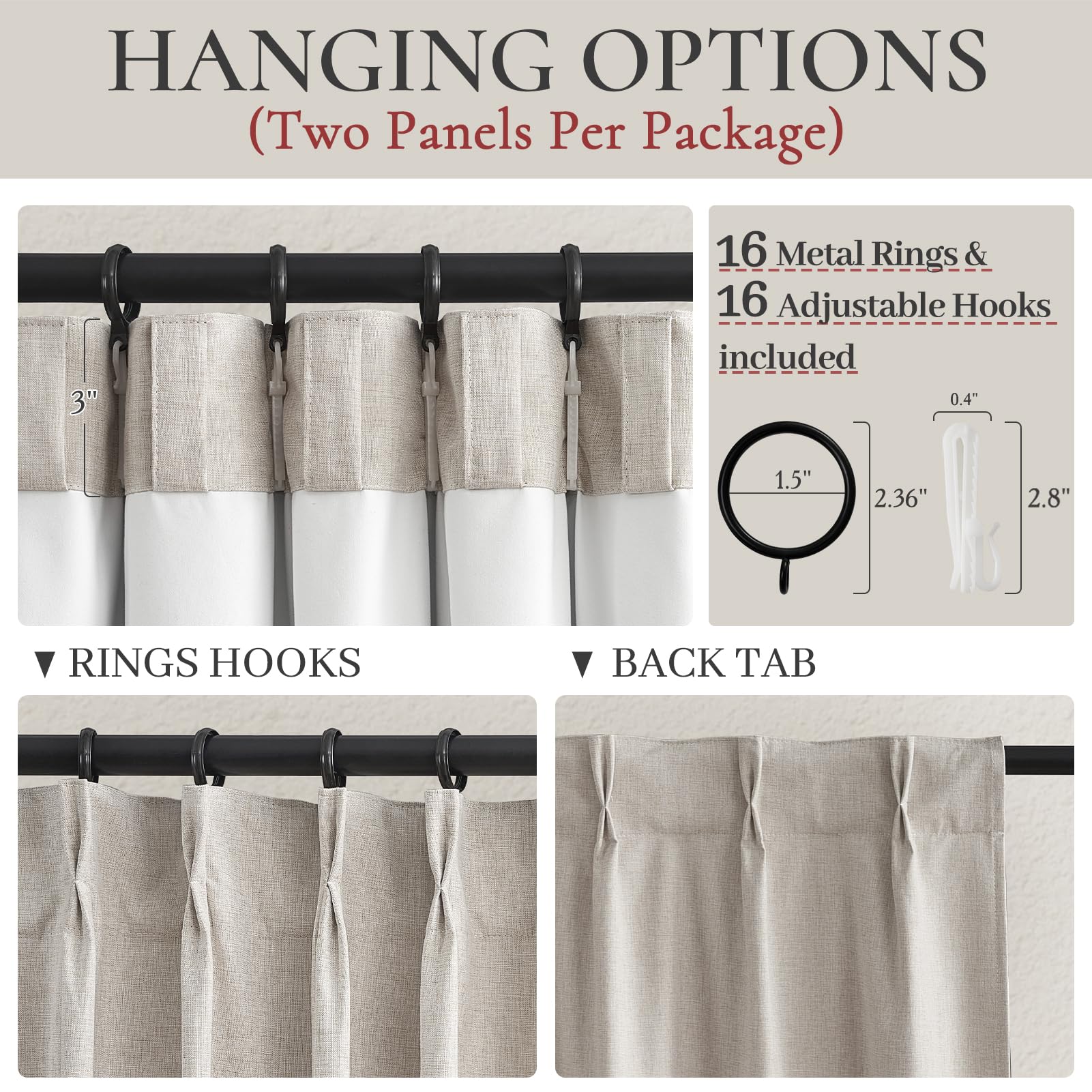 QJmydeco pinch pleat detail providing tailored drape benefit