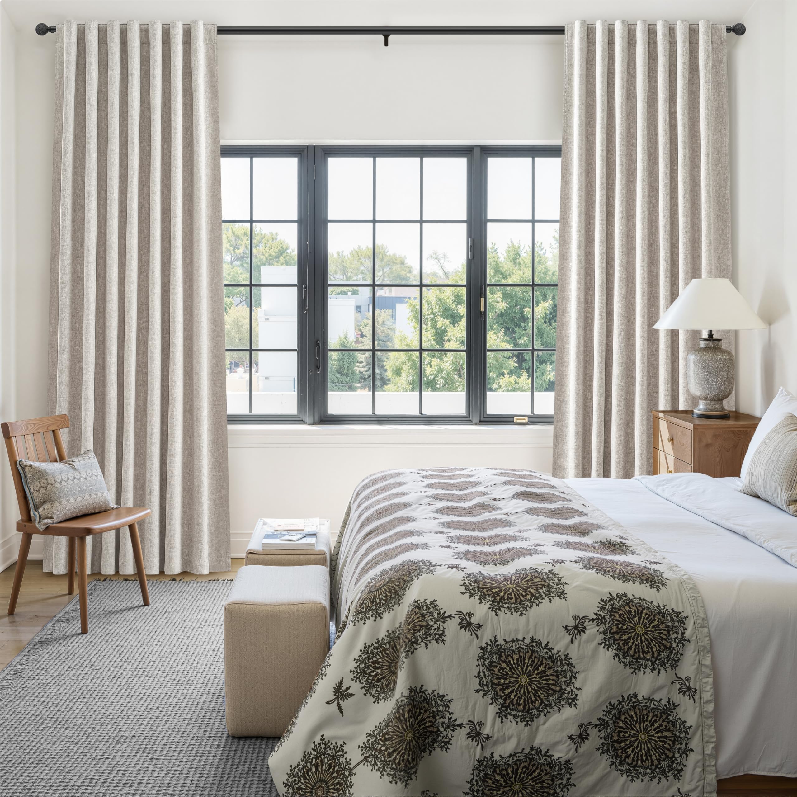QJmydeco panels on a sliding door showing full 100-inch coverage and scale advantage