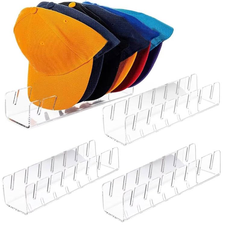 QKEWURO clear hat stand front view showing neat cap display and easy access
