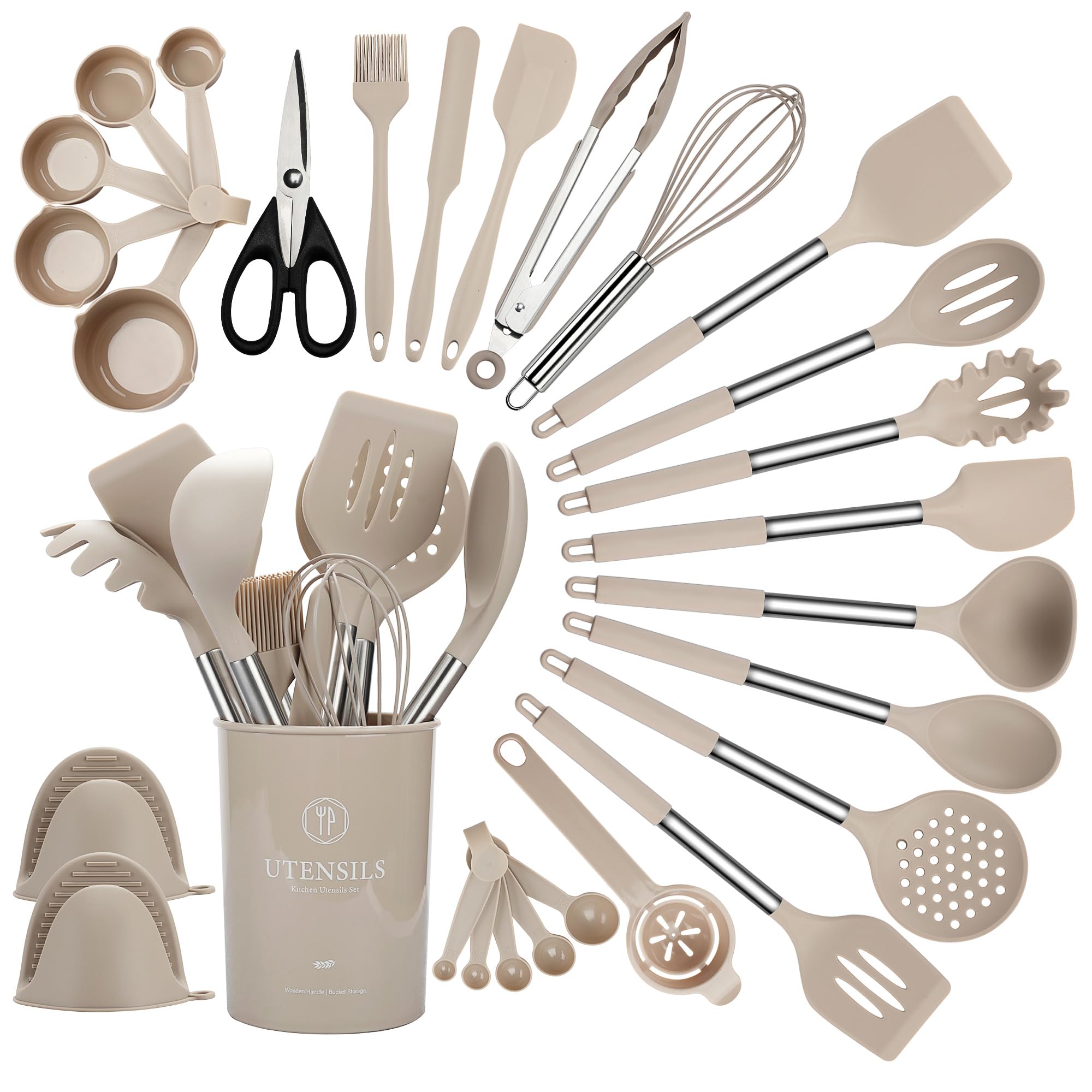 QMVESS set front view showing organized holder and utensils, convenient storage