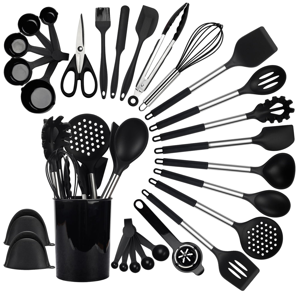 QMVESS front view of 28-piece set and holder showing organized storage and convenience