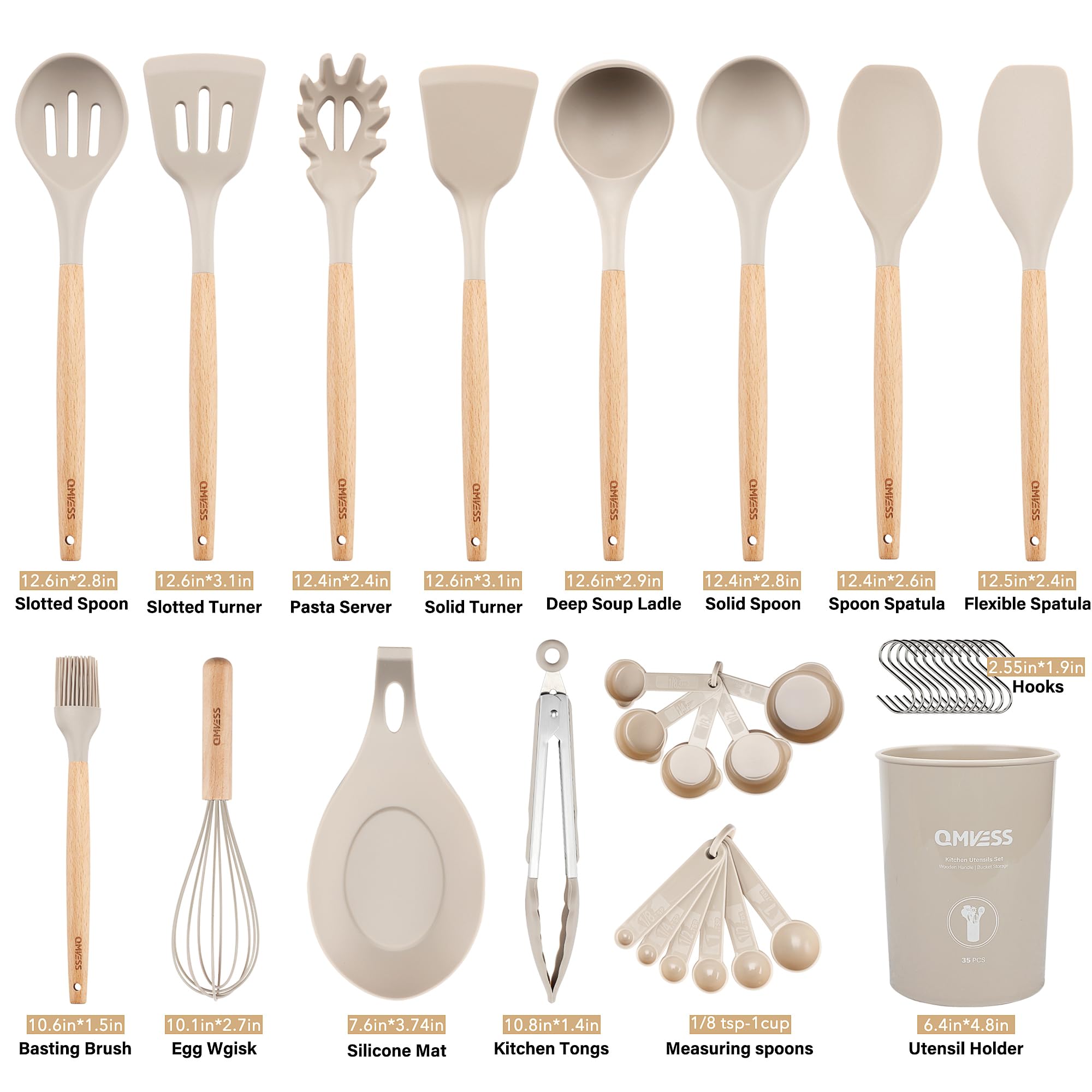 QMVESS utensils beside a ruler showing scale for storage and fit