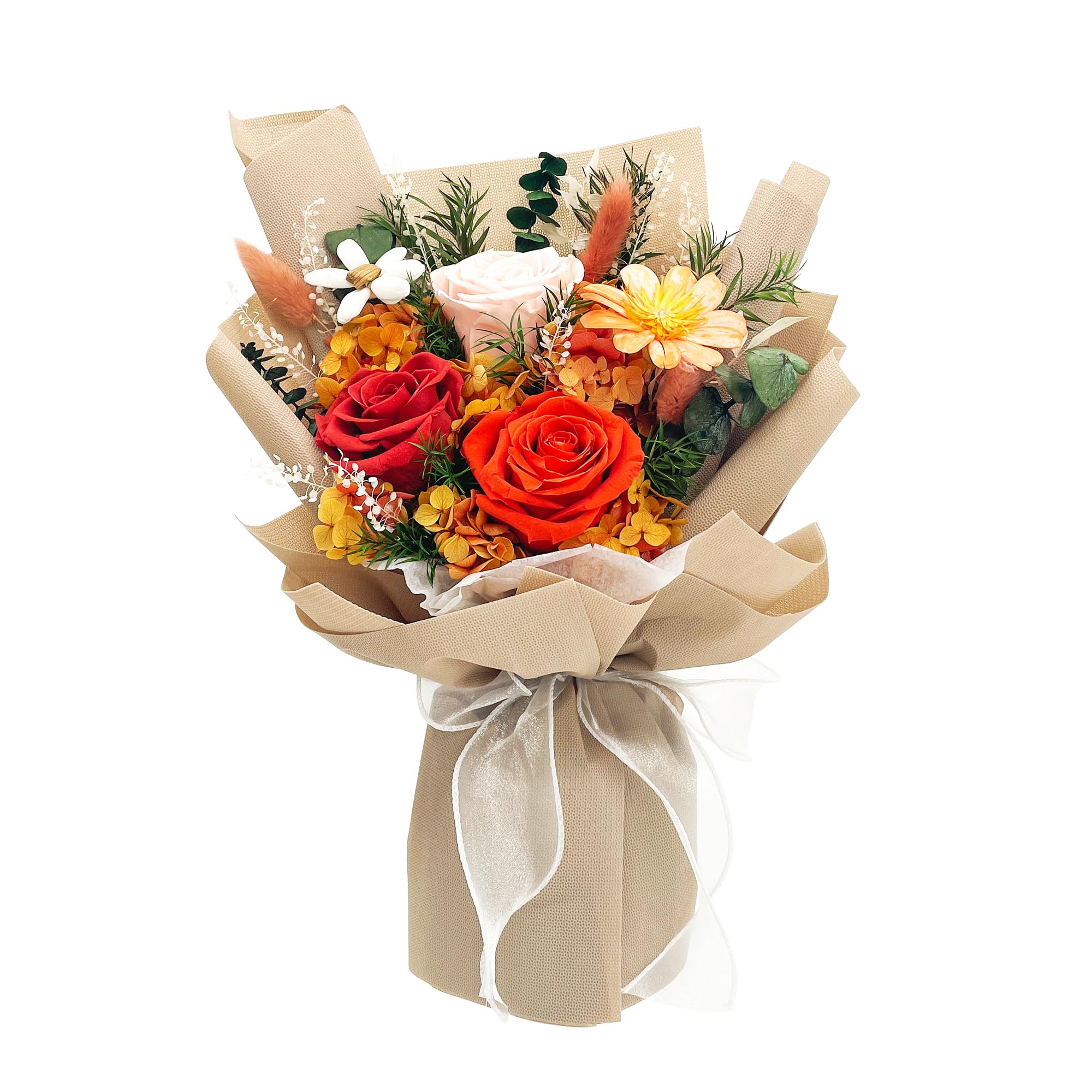 QOEAZY front view of boxed bouquet showing elegant gift-ready presentation