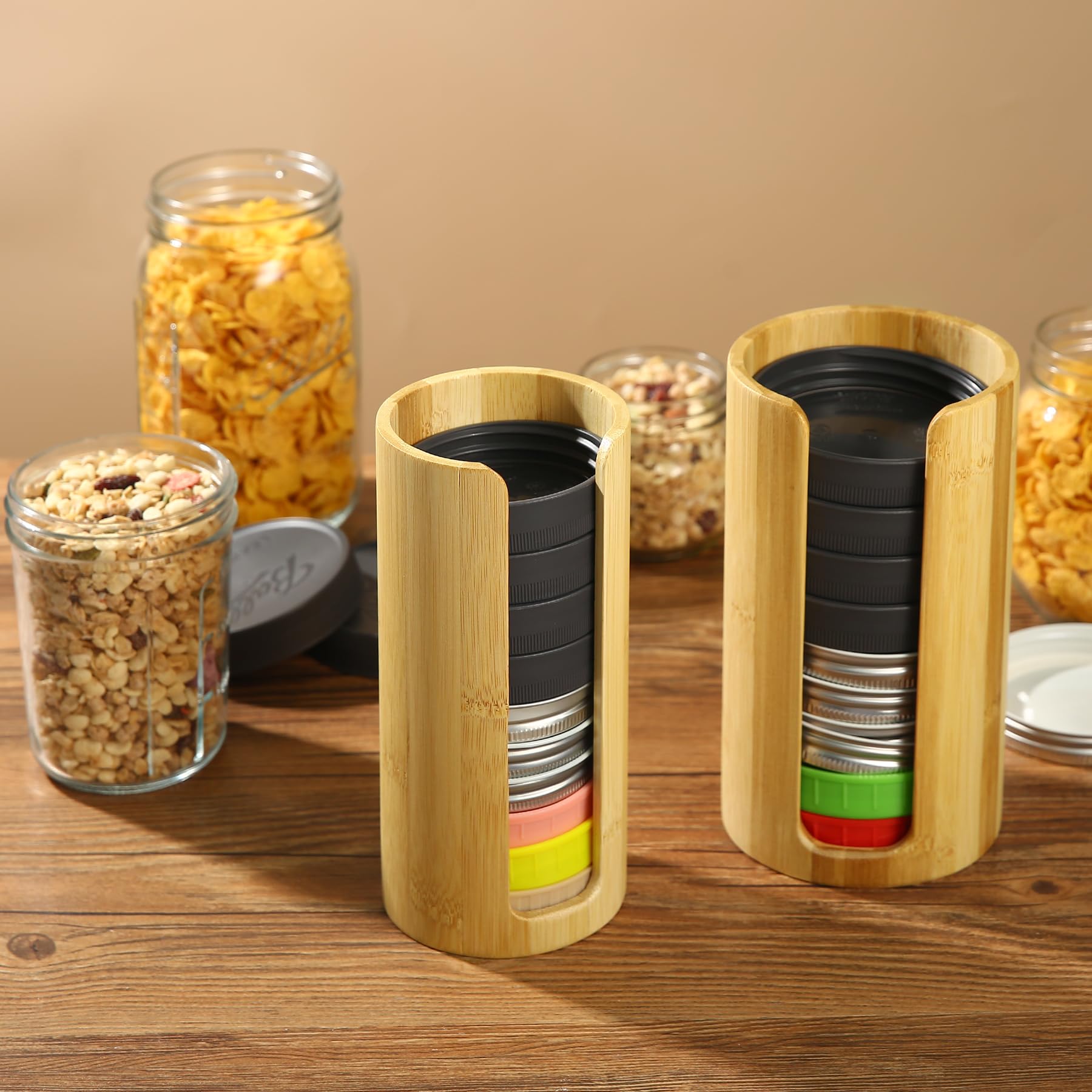 QOOMABA lifestyle kitchen shelf display demonstrating neat, natural organization