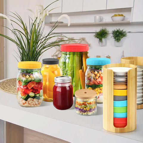 QOOMABA top view open lid boxes showing stacked lids and easy retrieval