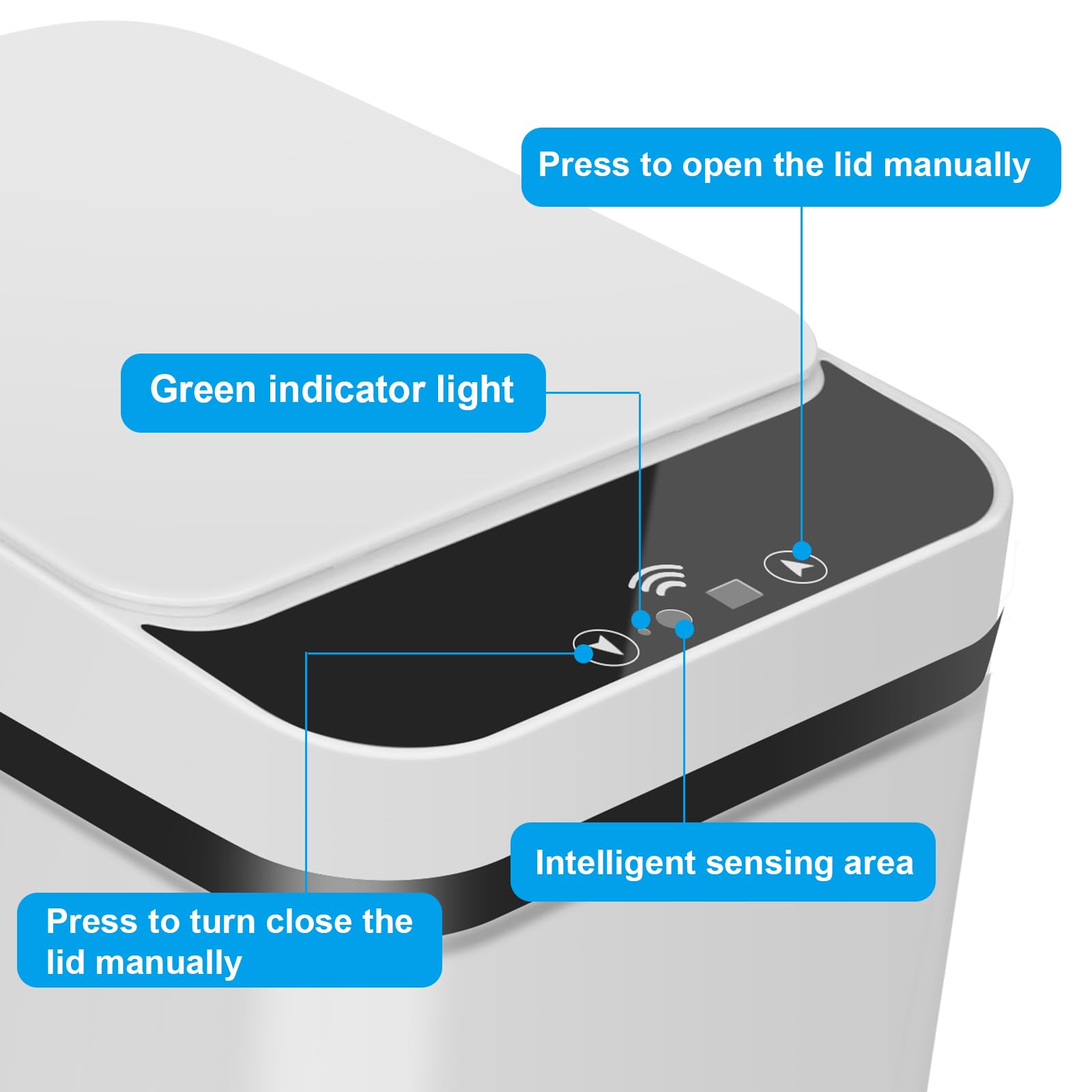 QSFWCSM interior showing removable rim for fast garbage bag replacement