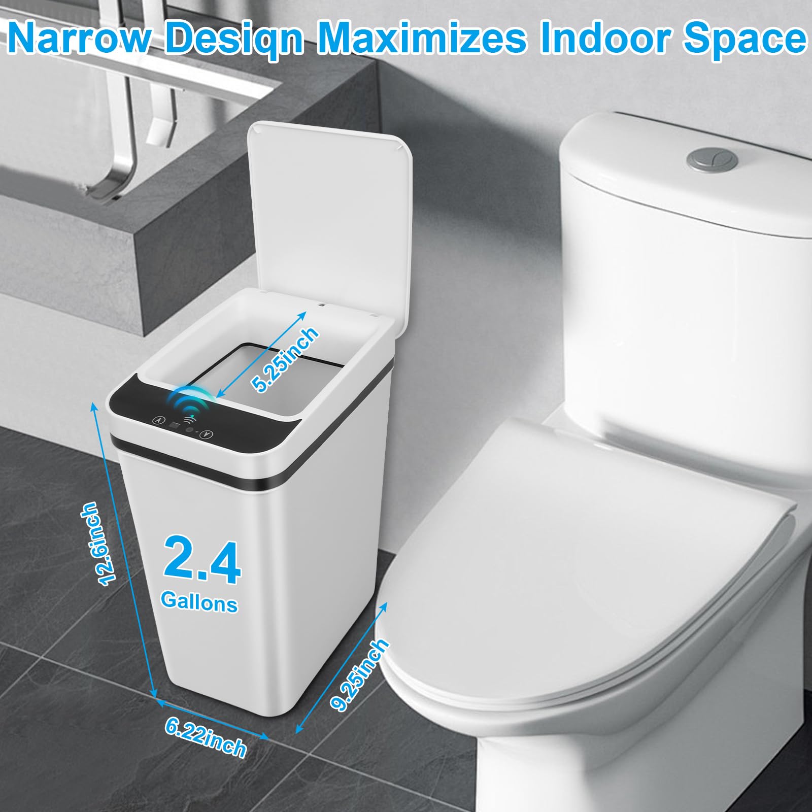 QSFWCSM lid detail with sensor and button for hygienic hands-free use