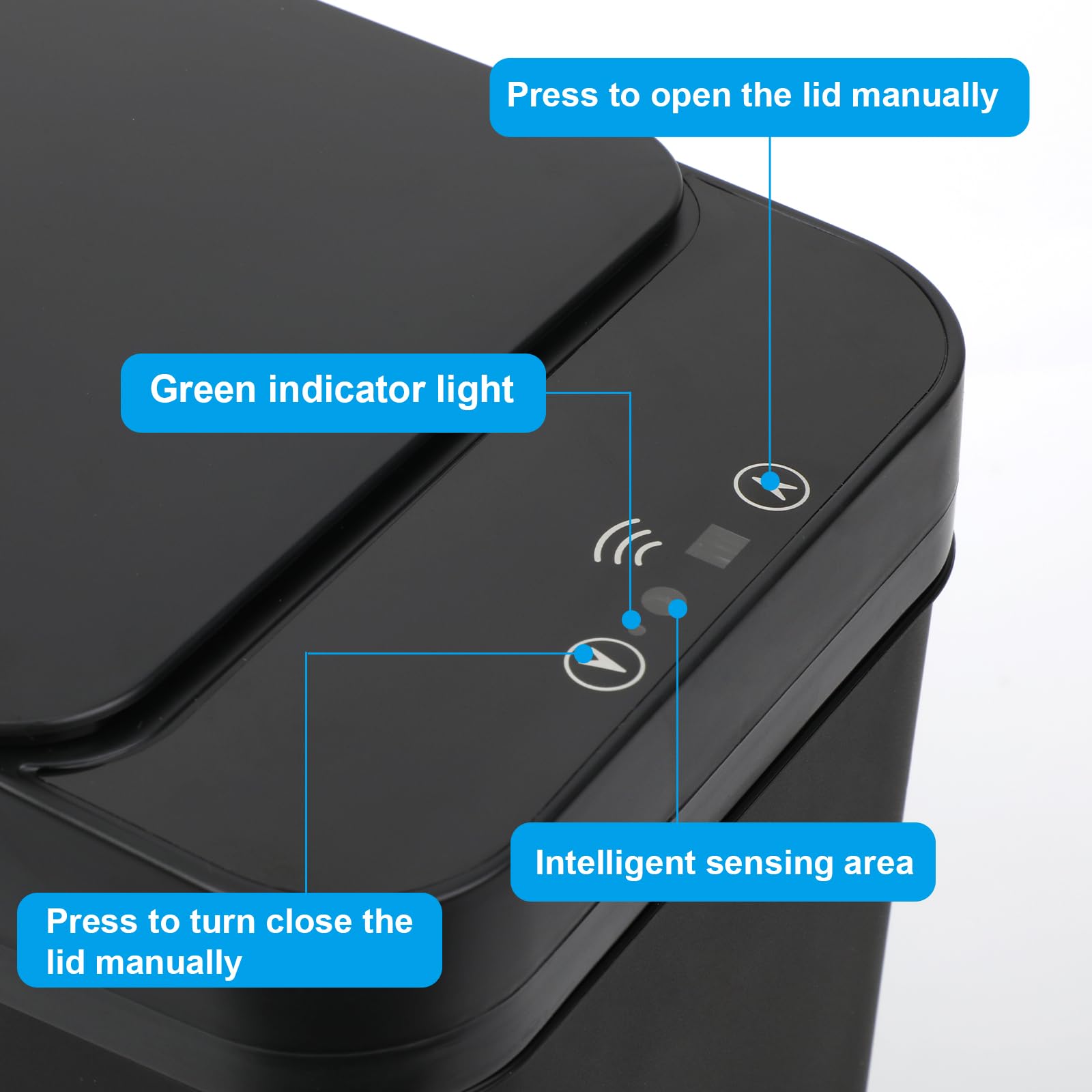 QSFWCSM lid top showing press button detail, easy controlled access