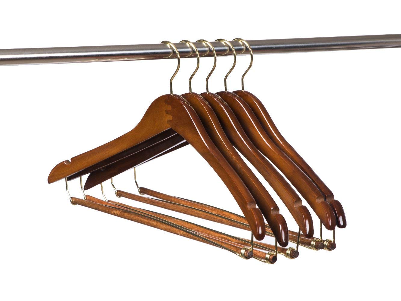 Quality Hangers gold 360-degree swivel hook detail for easy rotating and rod compatibility