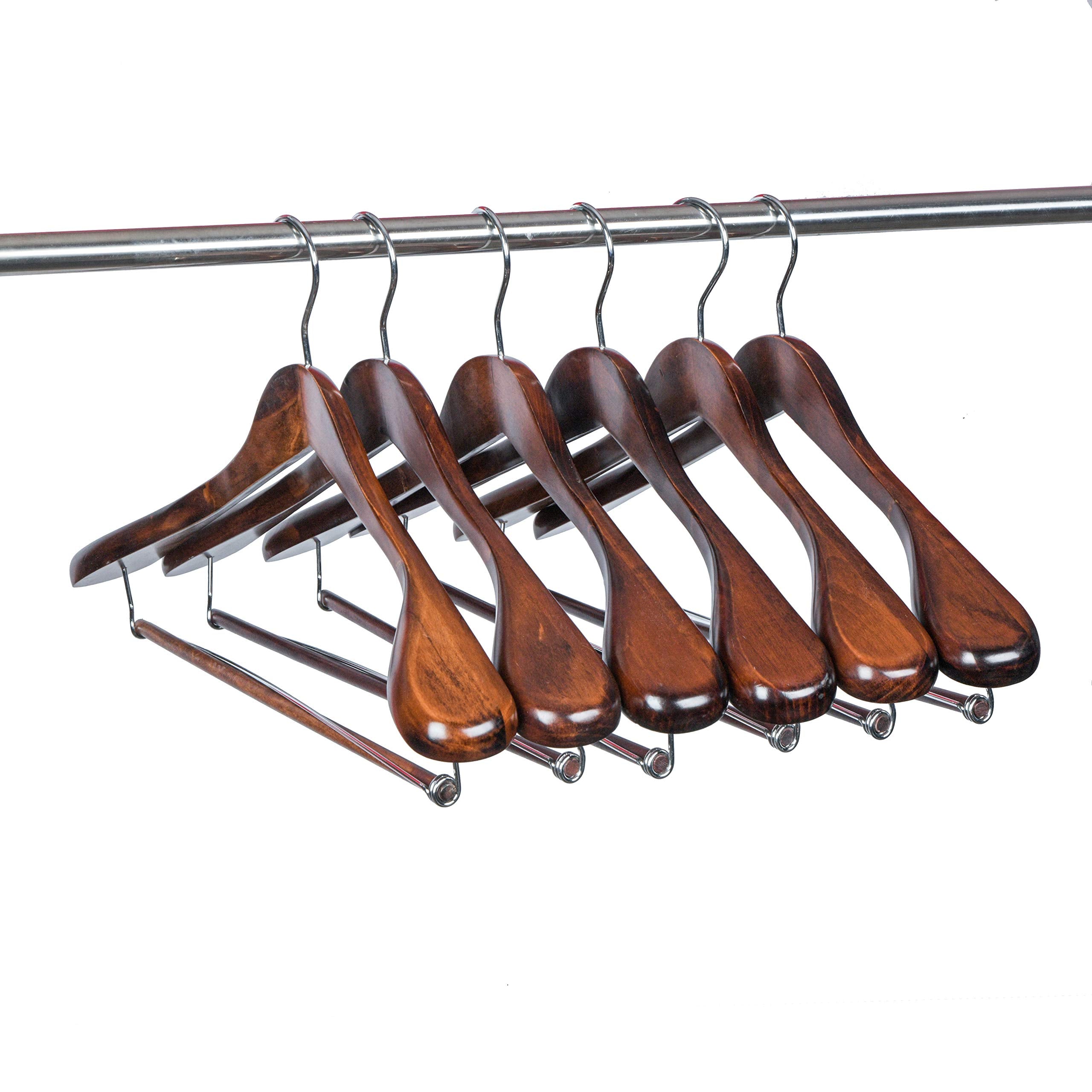 Quality Hangers locking bar detail securing trousers to keep suits together and organized