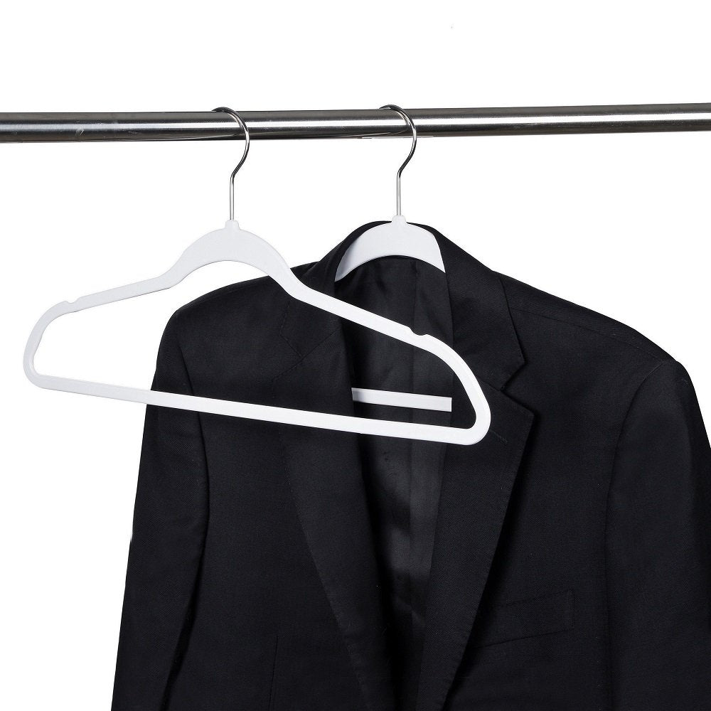 Quality Hangers supporting heavy coat showing sturdy ABS strength benefit
