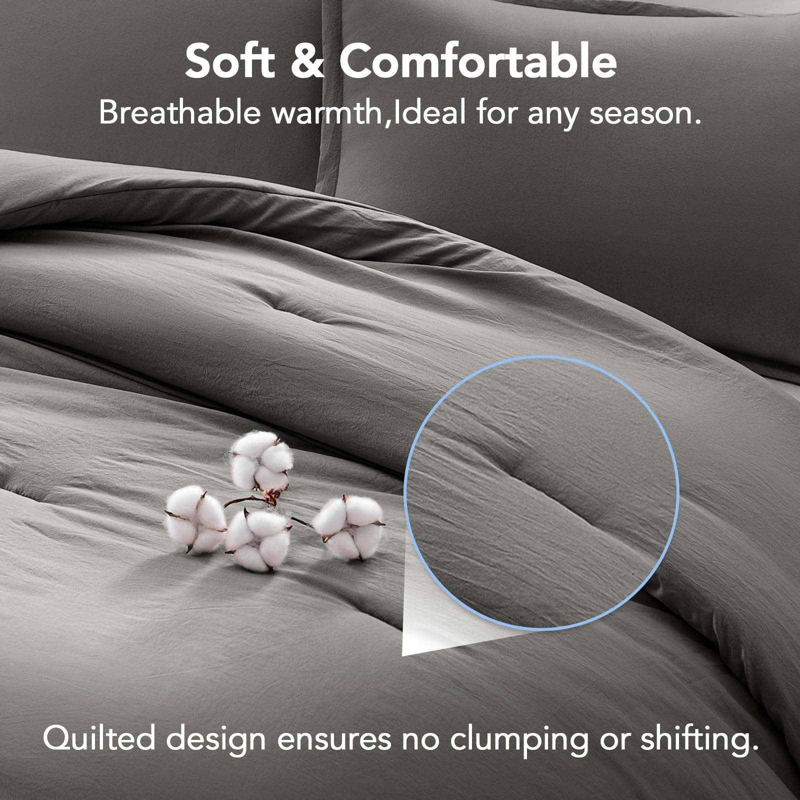 Quataly comforter spread on queen bed for airy, cozy look