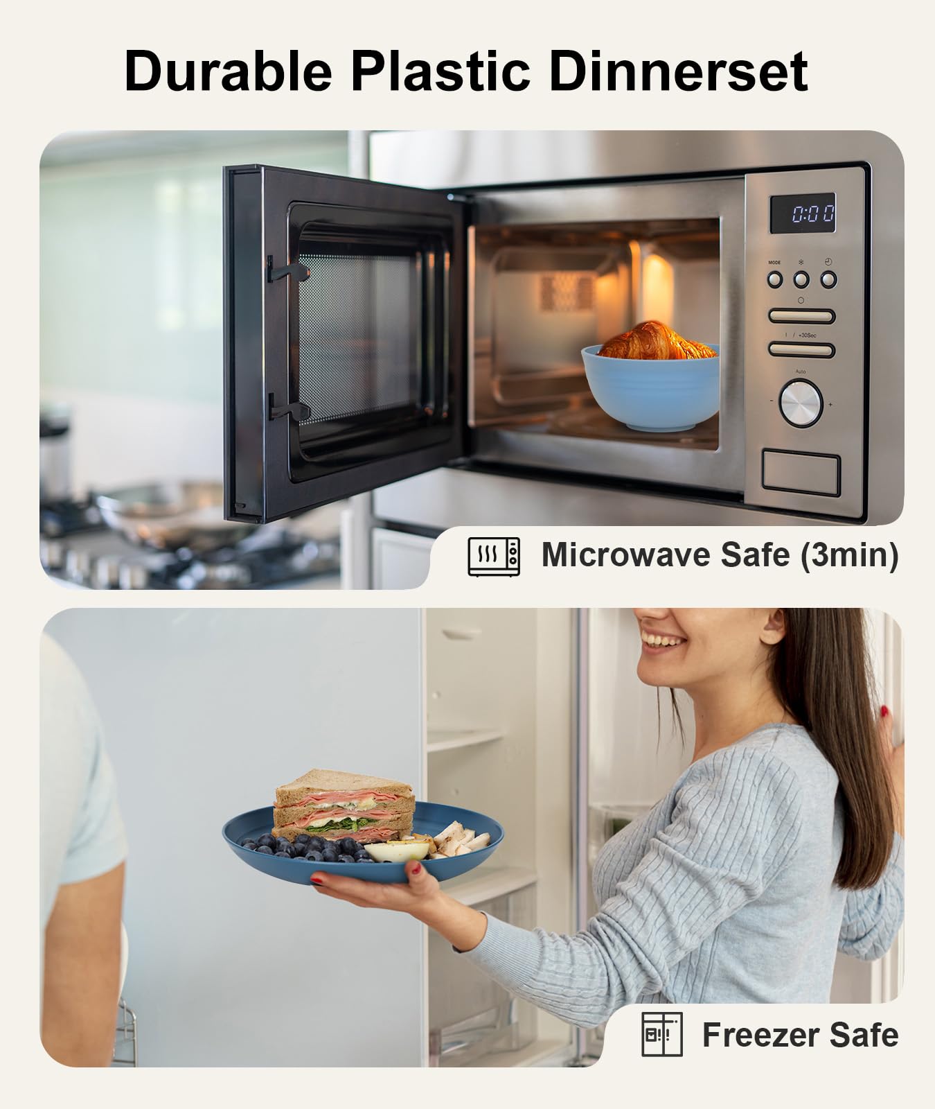 Quatish stacked salad plates demonstrating compact storage and space-saving benefit