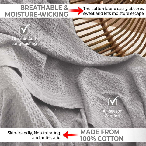 QUBA LINEN close-up of waffle weave texture highlights breathable cotton comfort