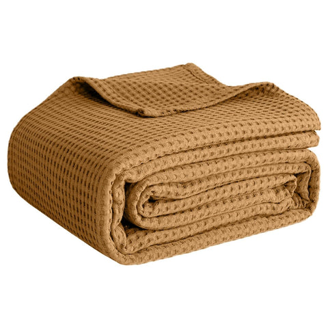 QUBA LINEN queen blanket front view adds warmth and color