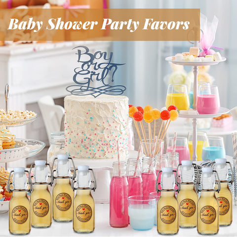 Queekay bottles arranged as wedding favors on a table benefit polished event display