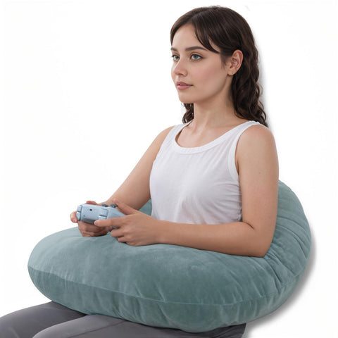 QUEEN ROSE front view showing velvet green pillow and ergonomic curve for comfort